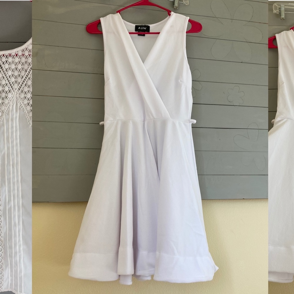 AUW size medium. White flowy dress.